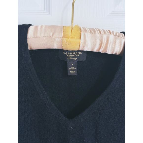Charter Club 100% Cashmere V-Neck Sweater Small Black - Picture 6 of 9